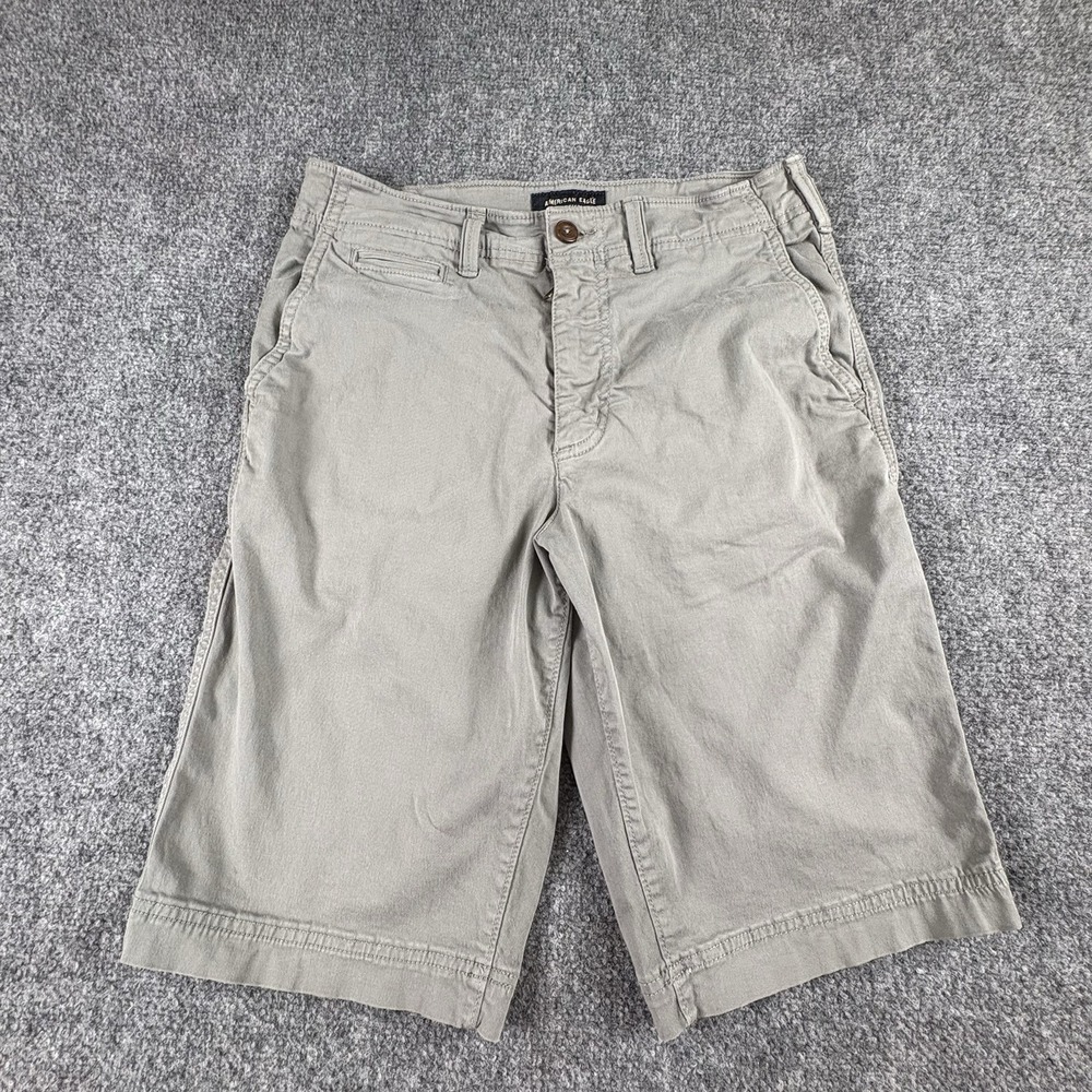 American Eagle Longer Length Shorts Mens 30 x 12 Gray Extreme Flex Preppy Skater